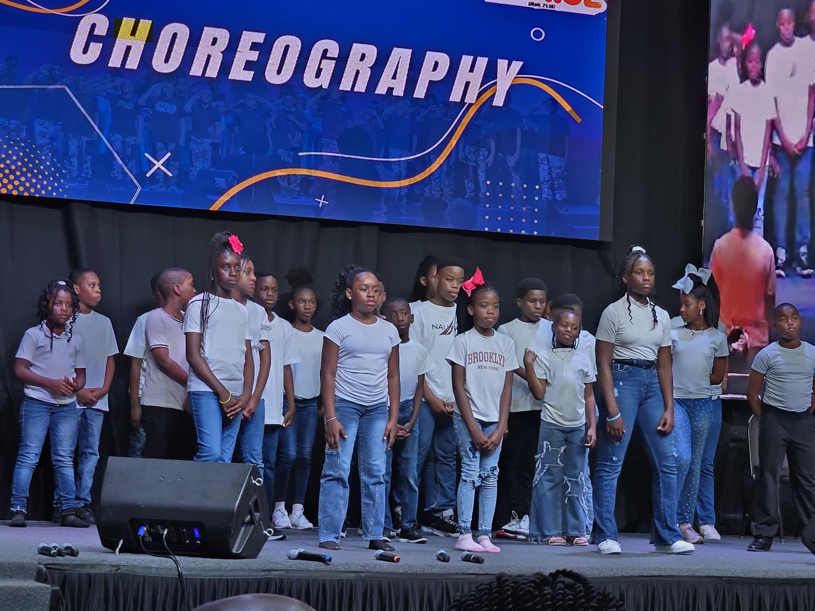 The choreography crew in white