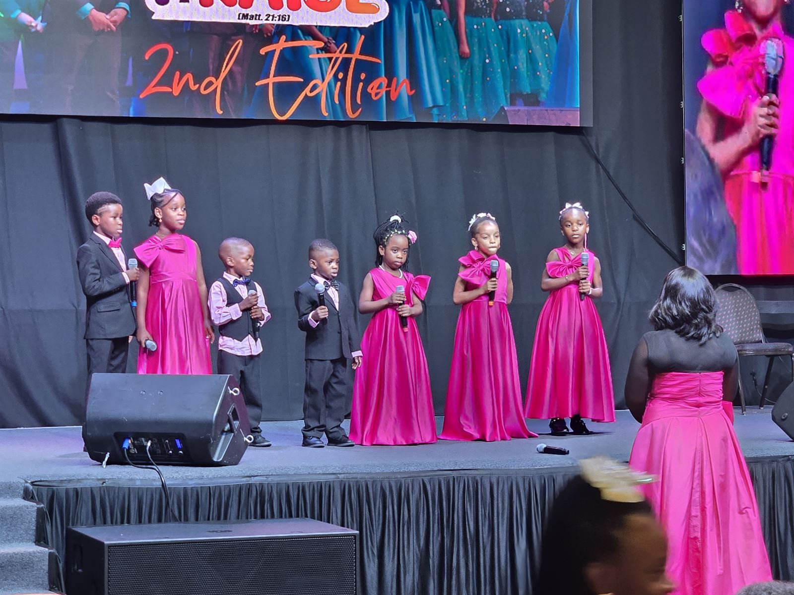 Little stars in floor-length pink